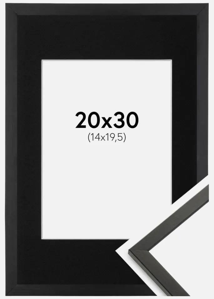 Ramme Galant Sort 20x30 cm - Passepartout Sort 15x21 cm (A5)