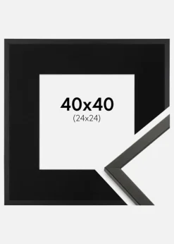 Ramme Galant Sort 40x40 cm - Passepartout Sort 25x25 cm