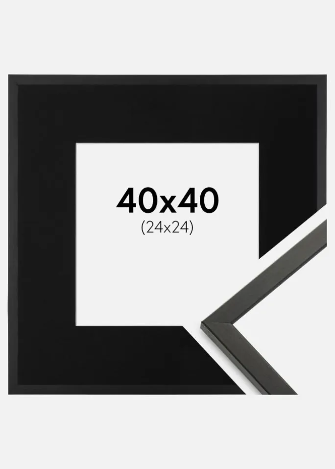 Ramme Galant Sort 40x40 cm - Passepartout Sort 25x25 cm