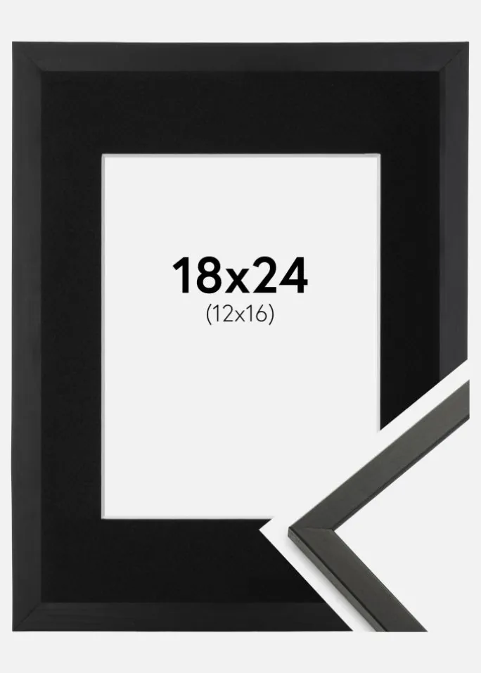 Ramme Galant Sort 18x24 cm - Passepartout Sort 13x17 cm