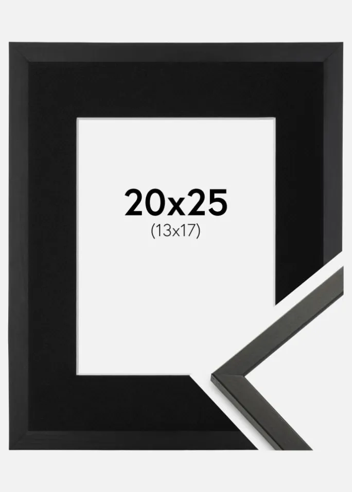 Ramme Galant Sort 20x25 cm - Passepartout Sort 14x18 cm