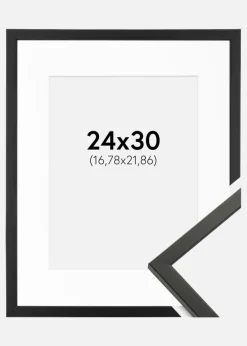 Ramme Galant Sort 24x30 cm - Passepartout Hvid 7x9 inches