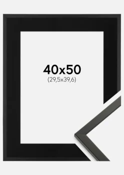 Ramme Galant Sort 40x50 cm - Passepartout Sort 12x16 inches
