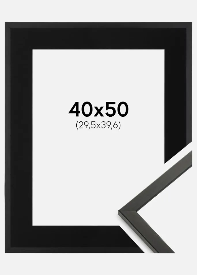 Ramme Galant Sort 40x50 cm - Passepartout Sort 12x16 inches