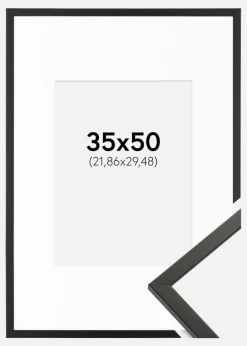 Ramme Galant Sort 35x50 cm - Passepartout Hvid 9x12 inches