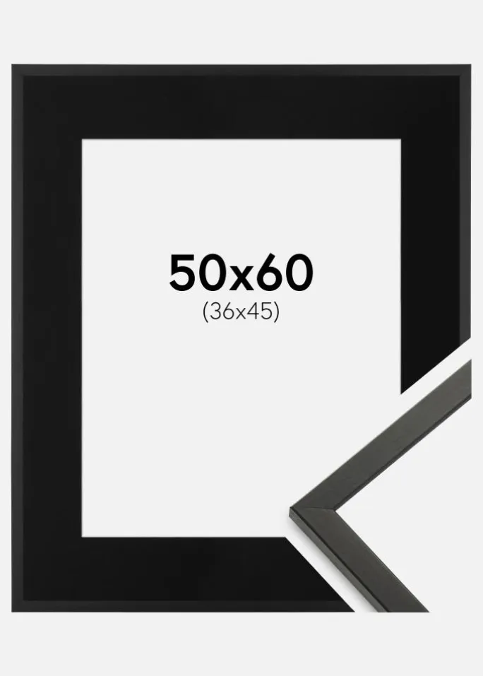 Ramme Galant Sort 50x60 cm - Passepartout Sort 37x46 cm