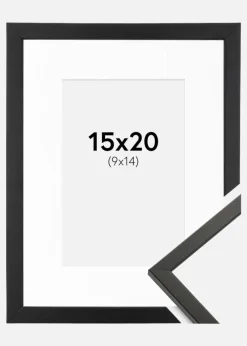 Ramme Galant Sort 15x20 cm - Passepartout Hvid 10x15 cm