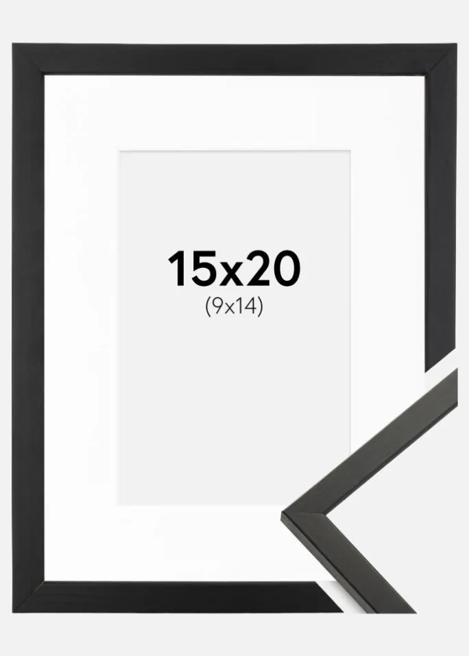 Ramme Galant Sort 15x20 cm - Passepartout Hvid 10x15 cm