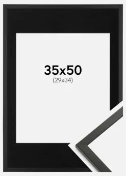 Ramme Galant Sort 35x50 cm - Passepartout Sort 30x35 cm