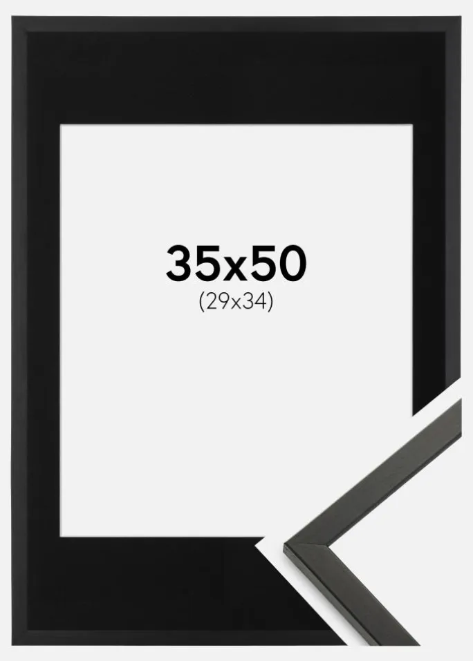 Ramme Galant Sort 35x50 cm - Passepartout Sort 30x35 cm