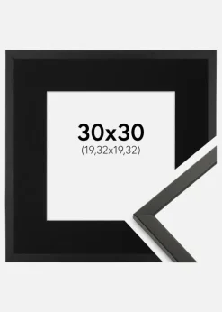 Ramme Galant Sort 30x30 cm - Passepartout Sort 8x8 inches