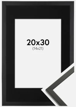 Ramme Galant Sort 20x30 cm - Passepartout Sort 15x22 cm