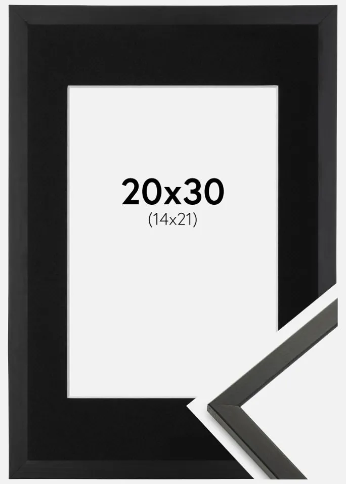 Ramme Galant Sort 20x30 cm - Passepartout Sort 15x22 cm