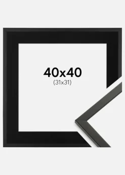 Ramme Galant Sort 40x40 cm - Passepartout Sort 32x32 cm
