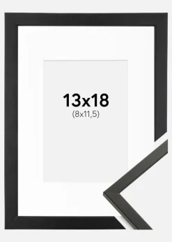 Ramme Galant Sort 13x18 cm - Passepartout Hvid 9x12 cm
