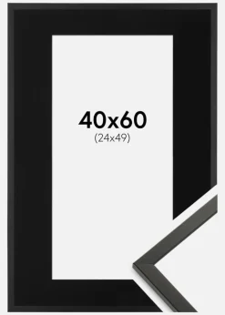 Ramme Galant Sort 40x60 cm - Passepartout Sort 25x50 cm