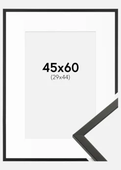 Ramme Galant Sort 45x60 cm - Passepartout Hvid 30x45 cm