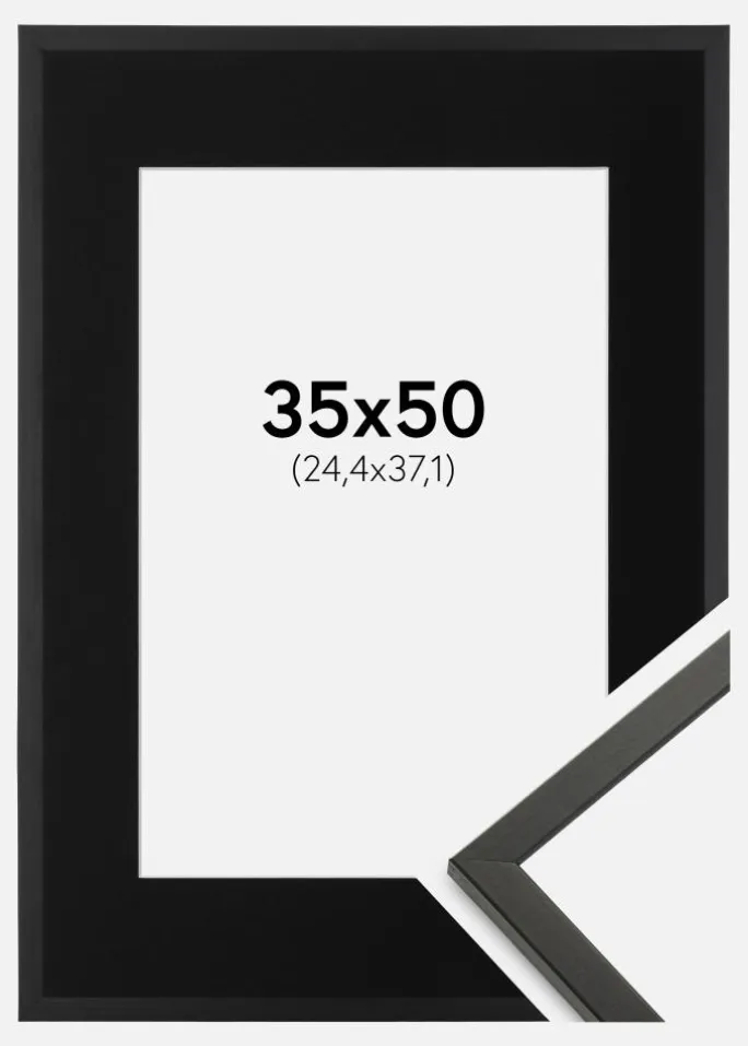 Ramme Galant Sort 35x50 cm - Passepartout Sort 10x15 inches