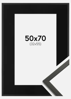 Ramme Galant Sort 50x70 cm - Passepartout Sort 33x56 cm