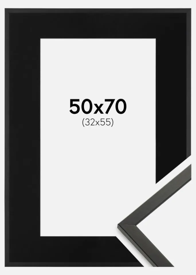 Ramme Galant Sort 50x70 cm - Passepartout Sort 33x56 cm