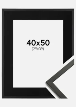 Ramme Galant Sort 40x50 cm - Passepartout Sort 30x40 cm