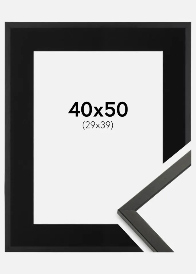 Ramme Galant Sort 40x50 cm - Passepartout Sort 30x40 cm