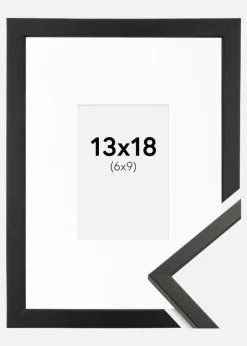 Ramme Galant Sort 13x18 cm - Passepartout Hvid 7x10 cm