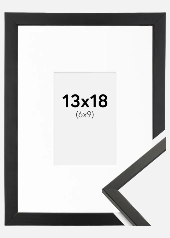 Ramme Galant Sort 13x18 cm - Passepartout Hvid 7x10 cm