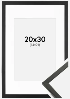 Ramme Galant Sort 20x30 cm - Passepartout Hvid 15x22 cm