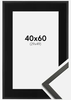 Ramme Galant Sort 40x60 cm - Passepartout Sort 30x50 cm