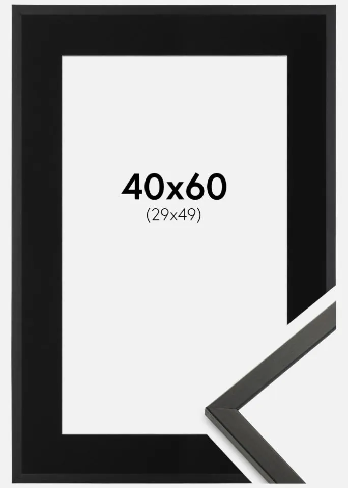 Ramme Galant Sort 40x60 cm - Passepartout Sort 30x50 cm