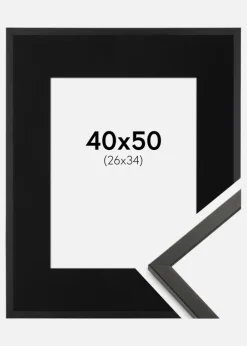 Ramme Galant Sort 40x50 cm - Passepartout Sort 27x35 cm