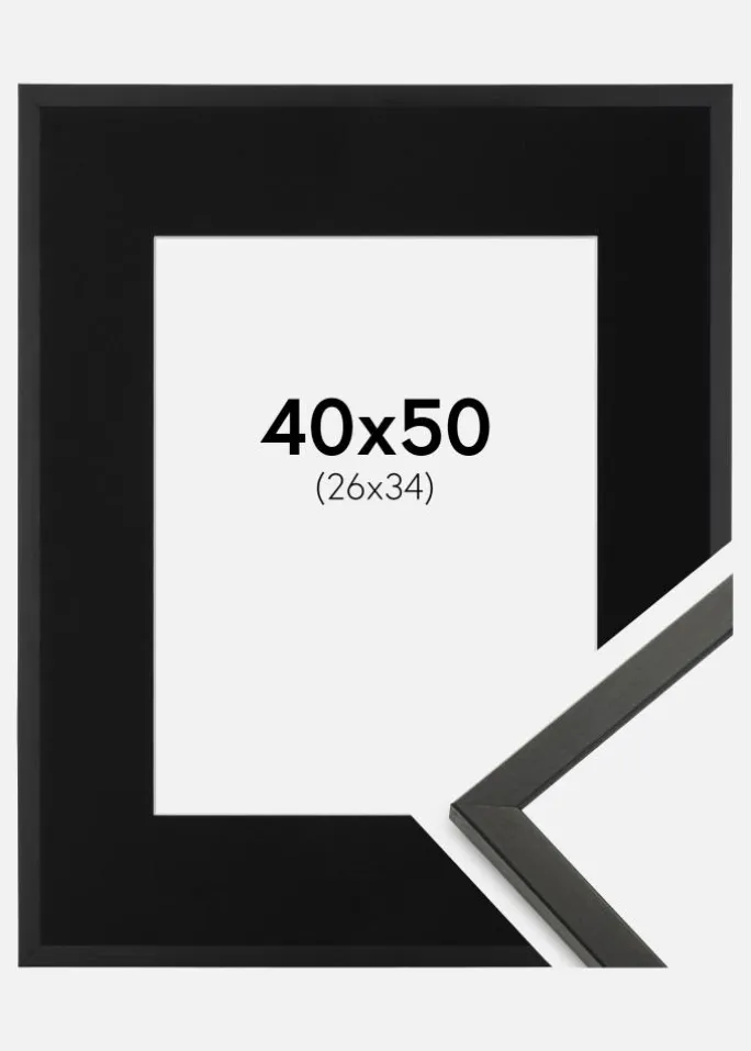 Ramme Galant Sort 40x50 cm - Passepartout Sort 27x35 cm