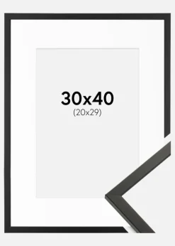 Ramme Galant Sort 30x40 cm - Passepartout Hvid 21x30 cm