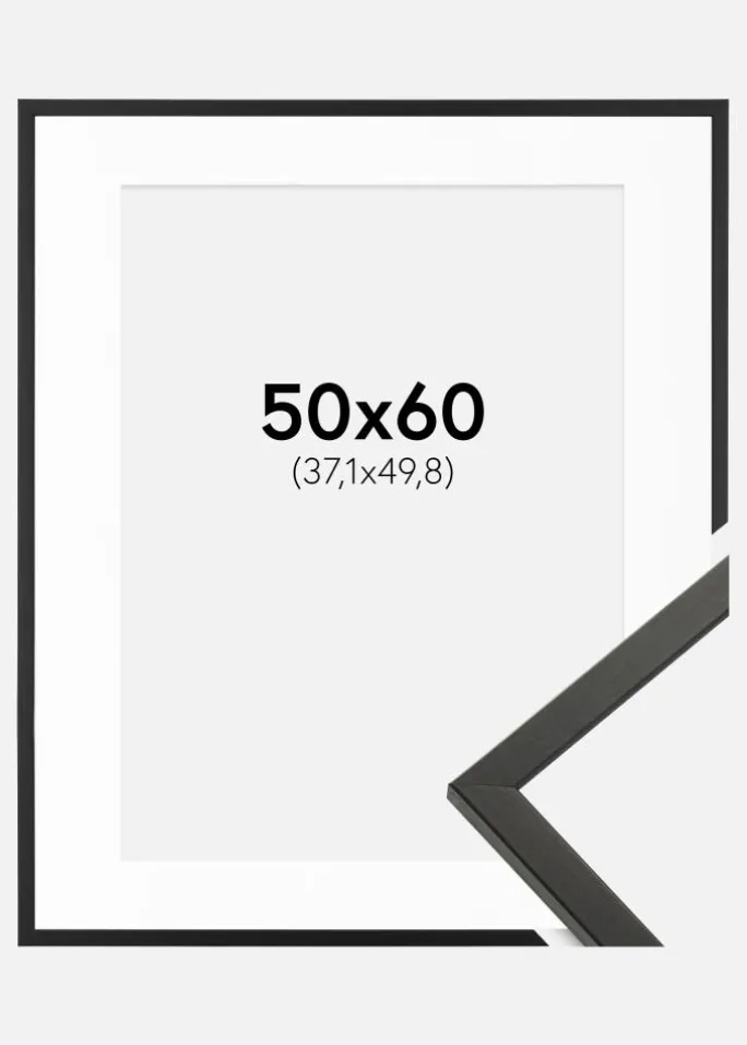 Ramme Galant Sort 50x60 cm - Passepartout Hvid 15x20 inches