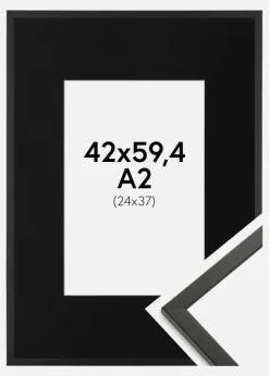 Ramme Galant Sort 42x59,4 cm (A2) - Passepartout Sort 25x38 cm