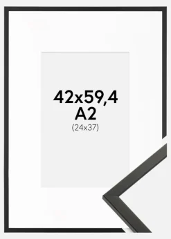 Ramme Galant Sort 42x59,4 cm (A2) - Passepartout Hvid 25x38 cm