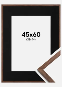 Ramme Galant Valnød 45x60 cm - Passepartout Sort 32x45 cm