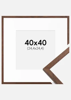 Ramme Galant Valnød 40x40 cm - Passepartout Hvid 10x10 inches