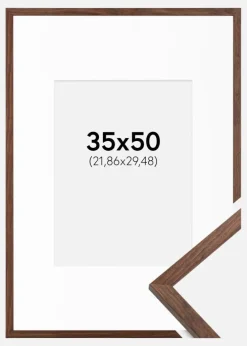 Ramme Galant Valnød 35x50 cm - Passepartout Hvid 9x12 inches