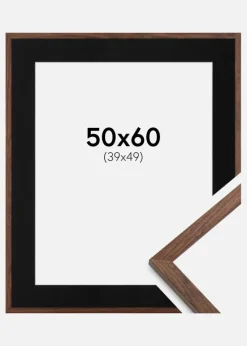 Ramme Galant Valnød 50x60 cm - Passepartout Sort 40x50 cm