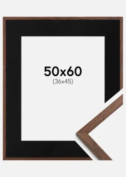 Ramme Galant Valnød 50x60 cm - Passepartout Sort 37x46 cm