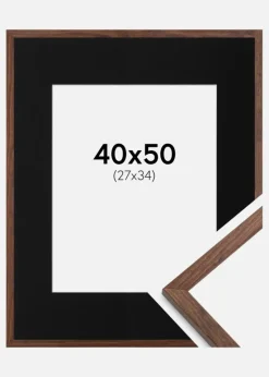 Ramme Galant Valnød 40x50 cm - Passepartout Sort 28x35 cm