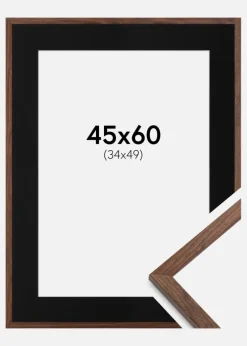 Ramme Galant Valnød 45x60 cm - Passepartout Sort 35x50 cm