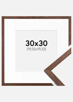 Ramme Galant Valnød 30x30 cm - Passepartout Hvid 8x8 inches
