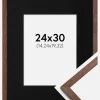 Ramme Galant Valnød 24x30 cm - Passepartout Sort 6x8 inches