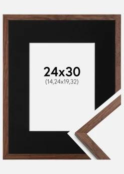 Ramme Galant Valnød 24x30 cm - Passepartout Sort 6x8 inches