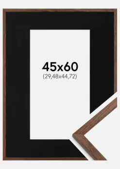 Ramme Galant Valnød 45x60 cm - Passepartout Sort 12x18 inches