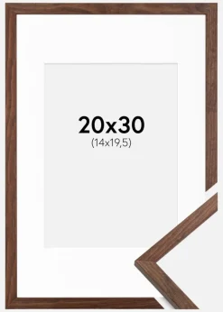 Ramme Galant Valnød 20x30 cm - Passepartout Hvid 15x21 cm (A5)