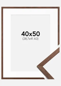 Ramme Galant Valnød 40x50 cm - Passepartout Hvid 29,7x42 cm (A3)